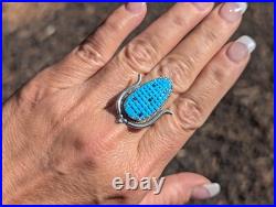 Zuni Corn Ring, Turquoise Sterling Silver Native Am Handmade Jewelry Sz 7.5US Zuni Corn Ring, Turquoise Sterling Silver Native Am Handmade Jewelry Sz 7.5US