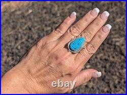 Zuni Corn Ring, Turquoise Sterling Silver Native Am Handmade Jewelry Sz 7.5US Zuni Corn Ring, Turquoise Sterling Silver Native Am Handmade Jewelry Sz 7.5US