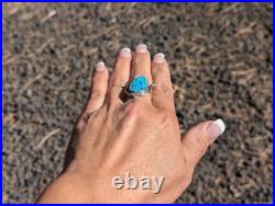 Zuni Corn Ring, Turquoise Sterling Silver Native Am Handmade Jewelry Sz 7.5US Zuni Corn Ring, Turquoise Sterling Silver Native Am Handmade Jewelry Sz 7.5US