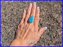 Zuni Corn Ring, Turquoise Sterling Silver Native Am Handmade Jewelry Sz 7.5US Zuni Corn Ring, Turquoise Sterling Silver Native Am Handmade Jewelry Sz 7.5US