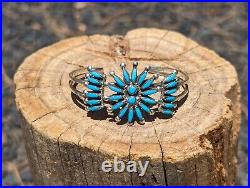 Zuni Cuff Bracelet Native Needlepoint Sterling Silver Turquoise Jewelry sz 6