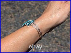 Zuni Cuff Bracelet Native Needlepoint Sterling Silver Turquoise Jewelry sz 6