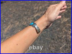 Zuni Cuff Bracelet Nevada Turquoise Inlay Sterling Silver Jewelry Sz 6.25 in Zuni Cuff Bracelet Nevada Turquoise Inlay Sterling Silver Jewelry Sz 6.25 in