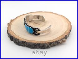 Zuni Cuff Bracelet Nevada Turquoise Inlay Sterling Silver Jewelry Sz 6.25 in Zuni Cuff Bracelet Nevada Turquoise Inlay Sterling Silver Jewelry Sz 6.25 in