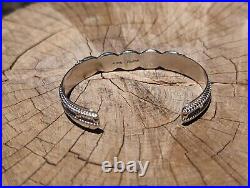 Zuni Cuff Bracelet, Turquoise Braid Inlay Sterling Silver sz 6.5, Signed Jewelry