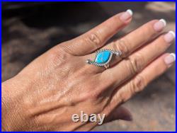 Zuni Fish Scales Ring Inlay Turquoise Sterling Silver Handmade Jewelry Sz 7.25US Zuni Fish Scales Ring Inlay Turquoise Sterling Silver Handmade Jewelry Sz 7.25US