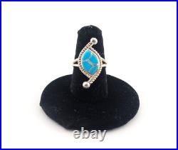 Zuni Fish Scales Ring Inlay Turquoise Sterling Silver Handmade Jewelry Sz 7.25US Zuni Fish Scales Ring Inlay Turquoise Sterling Silver Handmade Jewelry Sz 7.25US
