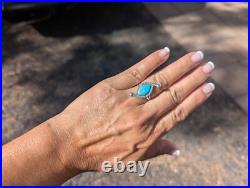 Zuni Fish Scales Ring Inlay Turquoise Sterling Silver Handmade Jewelry Sz 7.25US Zuni Fish Scales Ring Inlay Turquoise Sterling Silver Handmade Jewelry Sz 7.25US