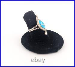 Zuni Fish Scales Ring Inlay Turquoise Sterling Silver Handmade Jewelry Sz 7.25US Zuni Fish Scales Ring Inlay Turquoise Sterling Silver Handmade Jewelry Sz 7.25US