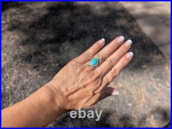 Zuni Fish Scales Ring Inlay Turquoise Sterling Silver Handmade Jewelry Sz 7.25US Zuni Fish Scales Ring Inlay Turquoise Sterling Silver Handmade Jewelry Sz 7.25US