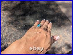 Zuni Fish Scales Ring Inlay Turquoise Sterling Silver Handmade Jewelry Sz 7.25US Zuni Fish Scales Ring Inlay Turquoise Sterling Silver Handmade Jewelry Sz 7.25US