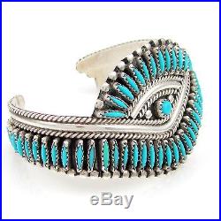 Zuni HAROLD HUNTER Sterling Silver & Needlepoint Turquoise Cuff Bracelet G LT