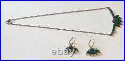 Zuni Handmade Jewelry Set Sterling Silver 925 Turquoise Necklace / Earrings