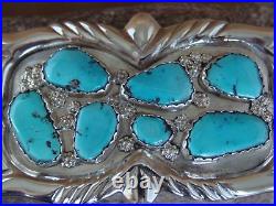 Zuni Indian Jewelry Sterling Silver Turquoise Belt Buckle G & L Leekity