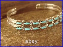 Zuni Indian Jewelry Sterling Silver Turquoise Bracelet Murray Hannaweeka