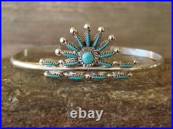 Zuni Indian Jewelry Sterling Silver Turquoise Cluster Bracelet