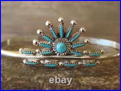 Zuni Indian Jewelry Sterling Silver Turquoise Cluster Bracelet