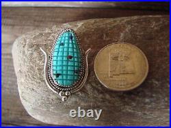 Zuni Indian Jewelry Sterling Silver Turquoise Corn Pendant Pin Tracy Bowekaty