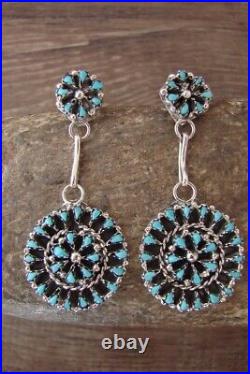 Zuni Indian Jewelry Sterling Silver Turquoise Earrings! Signed