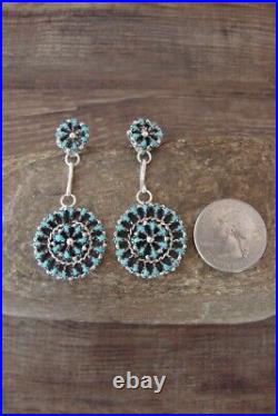 Zuni Indian Jewelry Sterling Silver Turquoise Earrings! Signed