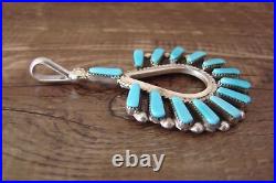 Zuni Indian Jewelry Sterling Silver Turquoise Pendant C. Hattie