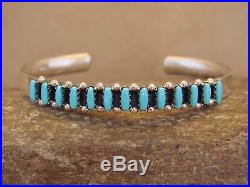 Zuni Indian Jewelry Sterling Silver Turquoise Row Bracelet by V. Martza