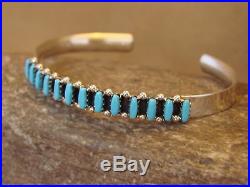 Zuni Indian Jewelry Sterling Silver Turquoise Row Bracelet by V. Martza