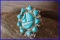 Zuni Indian Jewelry Sterling Silver Turquoise and Opal Multi-Stone Ring Size