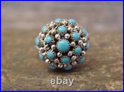 Zuni Indian Sterling Silver & Turquoise Cluster Ring by Charlie Size 6 Zuni Indian Sterling Silver & Turquoise Cluster Ring by Charlie Size 6
