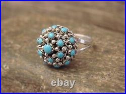 Zuni Indian Sterling Silver & Turquoise Cluster Ring by Charlie Size 6 Zuni Indian Sterling Silver & Turquoise Cluster Ring by Charlie Size 6