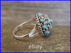 Zuni Indian Sterling Silver & Turquoise Cluster Ring by Charlie Size 6 Zuni Indian Sterling Silver & Turquoise Cluster Ring by Charlie Size 6