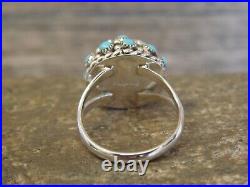 Zuni Indian Sterling Silver & Turquoise Cluster Ring by Charlie Size 6 Zuni Indian Sterling Silver & Turquoise Cluster Ring by Charlie Size 6
