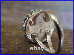 Zuni Indian Sterling Silver & Turquoise Cluster Ring by Charlie Size 6 Zuni Indian Sterling Silver & Turquoise Cluster Ring by Charlie Size 6
