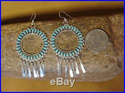 Zuni Indian Sterling Silver Turquoise Dangle Earrings by Dishta
