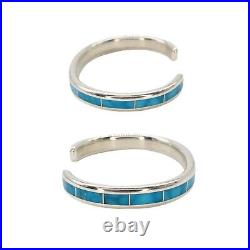 Zuni Lawrence Loretto Sterling Silver & Turquoise Inlay Cuff Bracelet