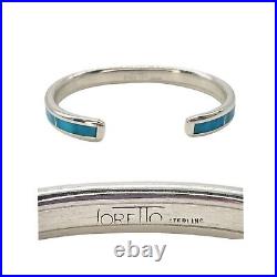 Zuni Lawrence Loretto Sterling Silver & Turquoise Inlay Cuff Bracelet