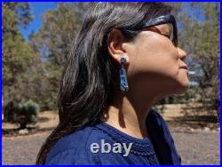 Zuni Multi Stone Inlay Lapis Lazuli Drop Earrings Handmade Native American