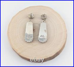 Zuni Multi Stone Inlay Lapis Lazuli Drop Earrings Handmade Native American
