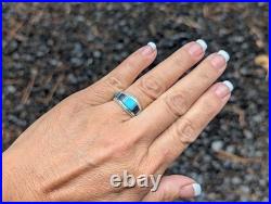 Zuni Multi Stones Inlay Band Ring Sterling Silver Handmade NA Jewelry Sz 7.75US