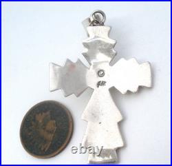 Zuni Opal & Turquoise Cross Pendant by Ervin Hoskie Sterling Silver Vintage