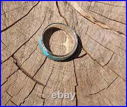 Zuni Ring Sterling Silver All Around Turquoise Inlay Jewelry Native Am Sz 9.5US