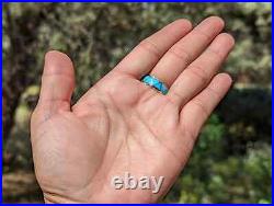 Zuni Ring Sterling Silver All Around Turquoise Inlay Jewelry Native Am Sz 9.5US