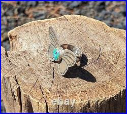 Zuni Ring Turquoise Native American Jewelry Butterfly Sterling Silver sz 9.5US