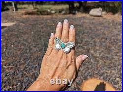 Zuni Ring Turquoise Native American Jewelry Butterfly Sterling Silver sz 9.5US