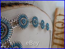 Zuni Squash Blossom and Earring Set Sterling Silver & Turquoise Iva Booqua