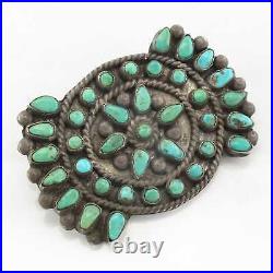 Zuni Sterling Silver Turquoise Brooch Cluster