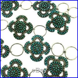 Zuni Sterling Silver Turquoise Needlepoint Clusters Link Concho 35 Belt