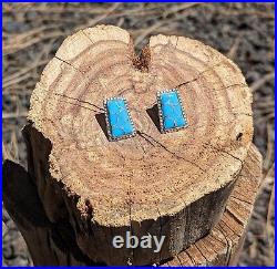 Zuni Women's Jewelry Earrings Kingman Turquoise fish Scales Inlay Handmade